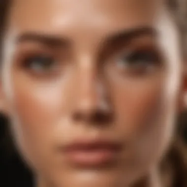 Close-up of a flawless complexion highlighting the results of effective self-tanning.