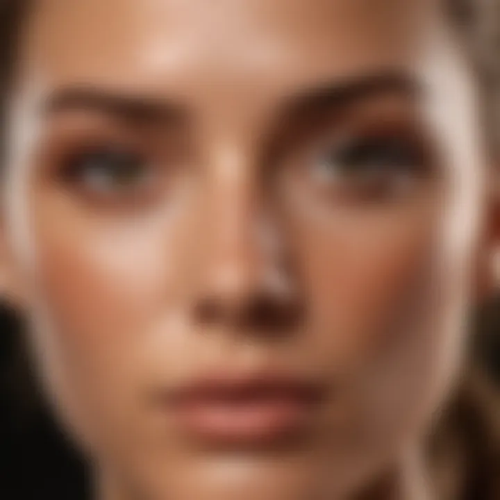 Close-up of a flawless complexion highlighting the results of effective self-tanning.
