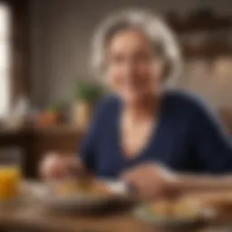 Senior woman enjoying nutritious meal kit