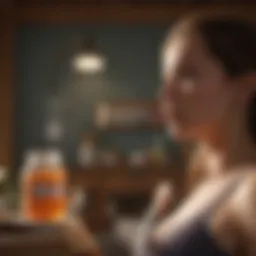 Pregnant woman contemplating prenatal vitamins