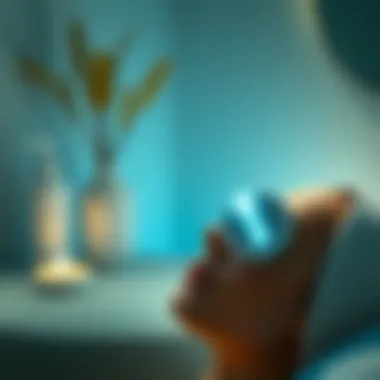 A serene setting demonstrating the Skin Camp under eye massager in a self-care routine.