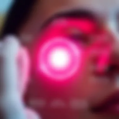A diagram highlighting the technology behind the Skin Camp under eye massager.