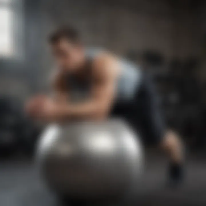 Man performing stability ball exercises for spinal health