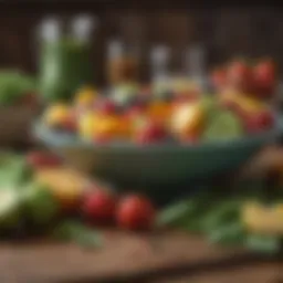 A vibrant plate of fresh fruits and vegetables promoting liver health.