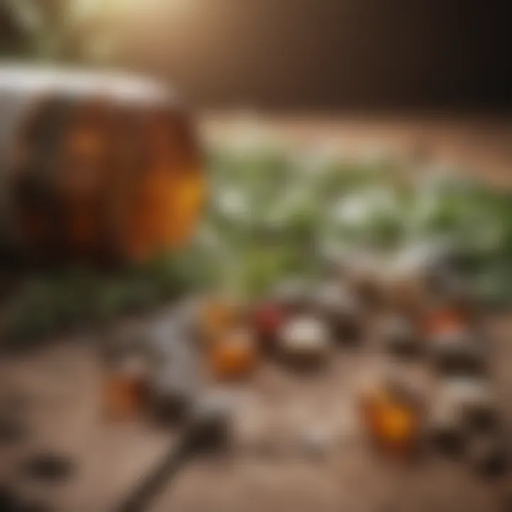 A close-up of herbal supplements suggesting natural support for liver function.