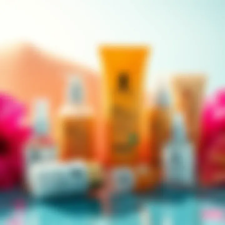 Sun protection products arranged elegantly