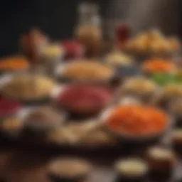Colorful assortment of low glycemic index foods arranged on a table