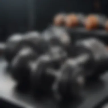 Dumbbells arranged neatly on a rack ready for use