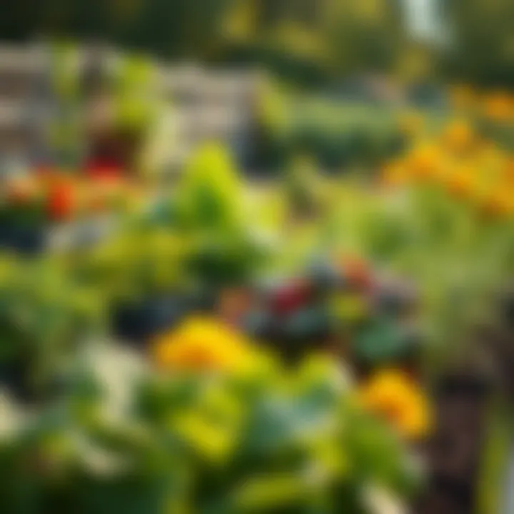 Community garden flourishing with diverse plants