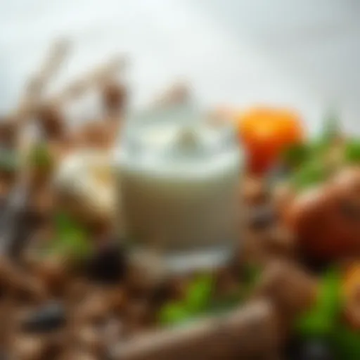 Luxurious heavy body moisturizer in a glass jar surrounded by natural ingredients