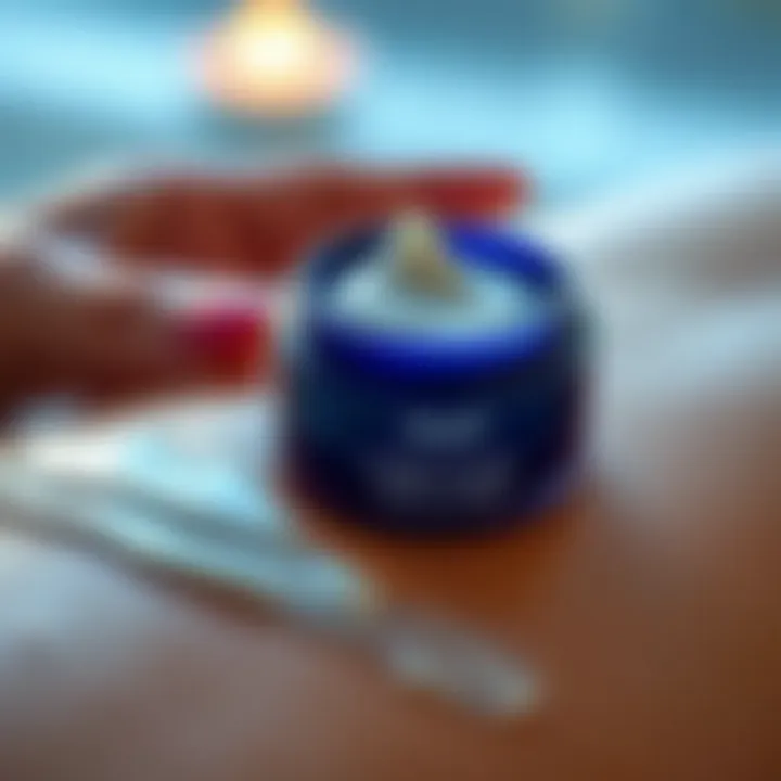 Close-up of rich body cream being applied to skin
