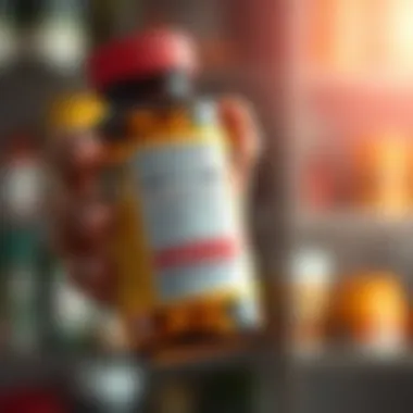 Understanding Nutritional Labels A close-up of a hand holding a bottle of multivitamins with various nutritional labels visible.