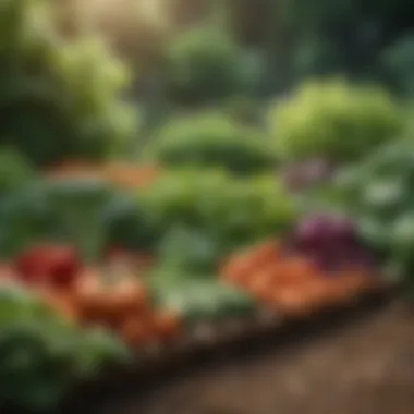 Nature's Bounty A lush garden filled with various vegetable plants representing nature's bounty and nutritional power