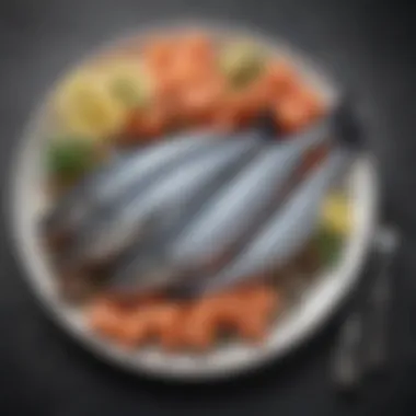 A plate of oily fish such as salmon, mackerel, and sardines, rich in omega-3 fatty acids