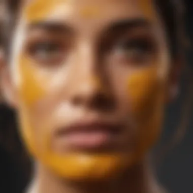 Turmeric face mask applied on a smooth skin surface