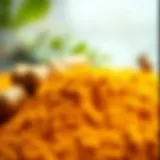 Golden hue of turmeric powder