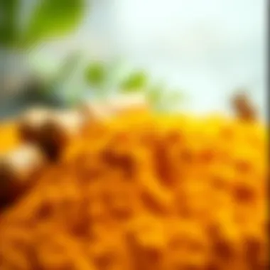 Golden hue of turmeric powder