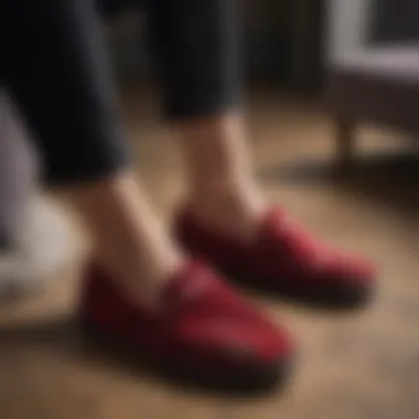 Plush Velvet Slip-Ons with Intricate Stitching Plush velvet slip-ons with intricate stitching