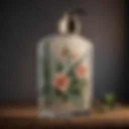 Elegant tattoo lotion bottle with botanical design