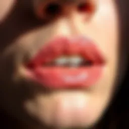Close-up of cracked and dry lips in natural light