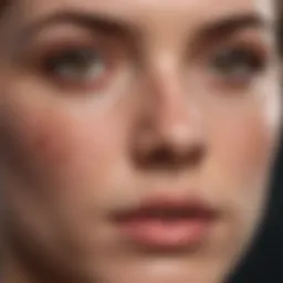 Close-up of a person's face highlighting various types of acne lesions