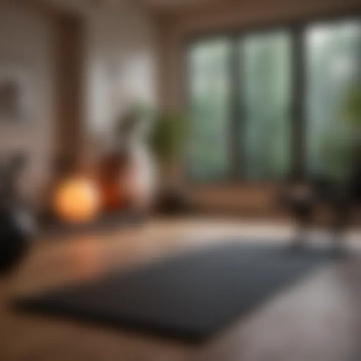At-home Pilates equipment neatly arranged in a cozy space.