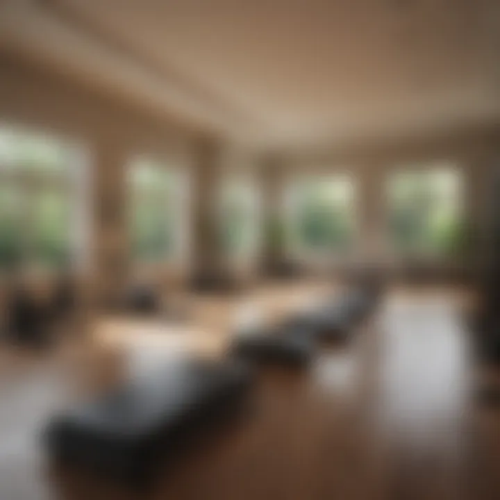 Elegant Pilates studio interior showcasing a serene environment.