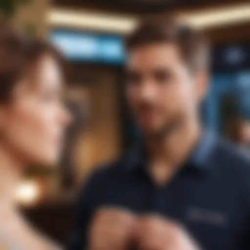 Customer service representative assisting a client