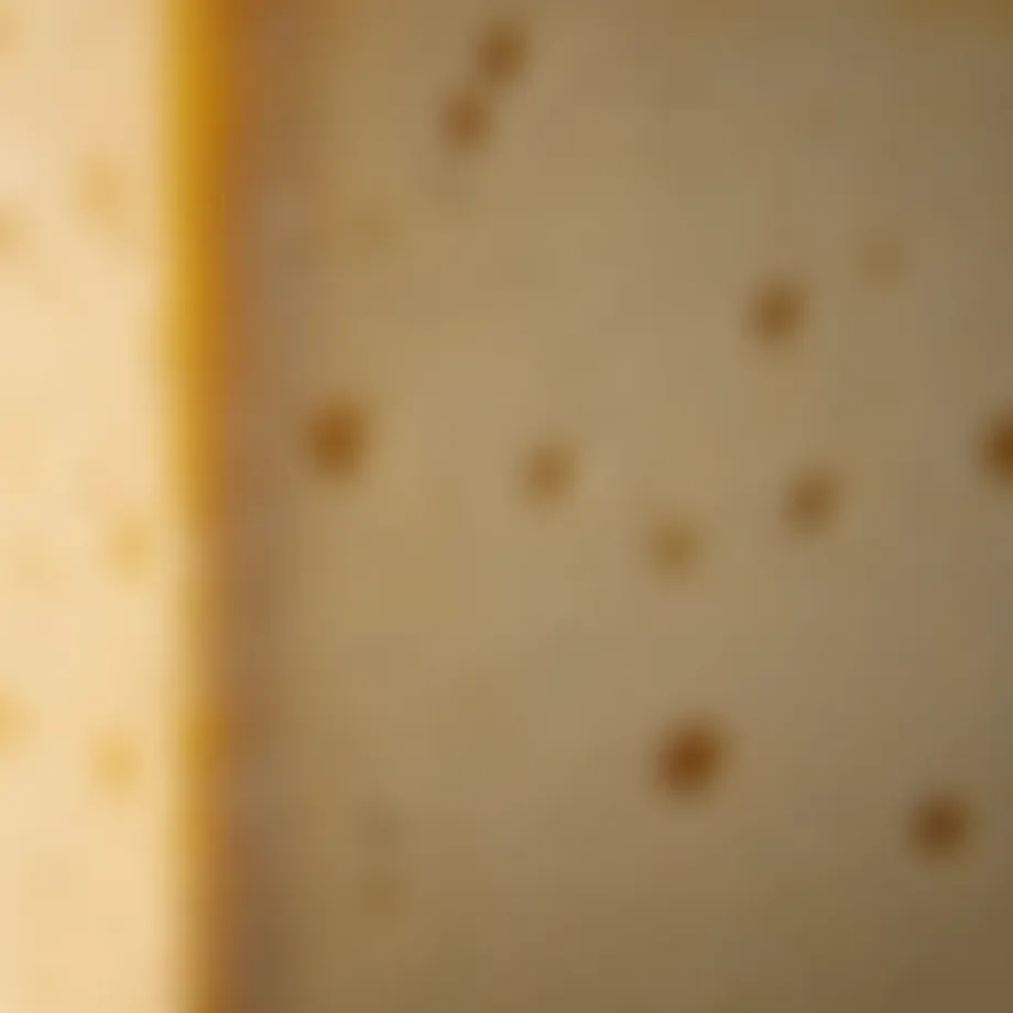 A close-up view of Pecorino Romano cheese showcasing its texture and color