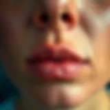 Close-up of fine lines around the mouth area