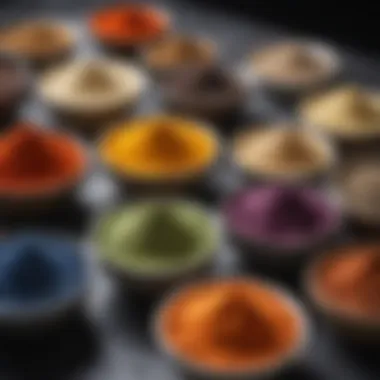Diverse Superfood Powders A vibrant assortment of superfood powders in bowls, showcasing different colors and textures.