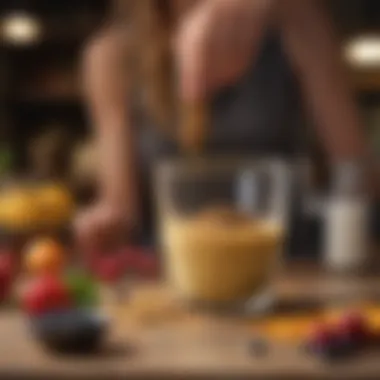 A person blending a smoothie with superfood powder, highlighting its integration into daily nutrition.