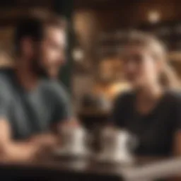 A couple engaged in a deep conversation over coffee