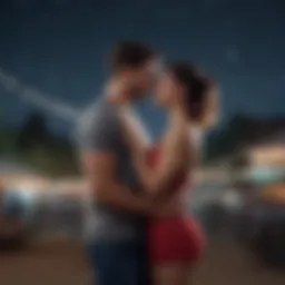 Couple embracing under starlit sky