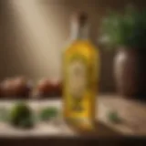 Artisanal crafted EVOO bottle with botanical motif