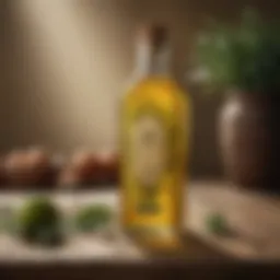 Artisanal crafted EVOO bottle with botanical motif