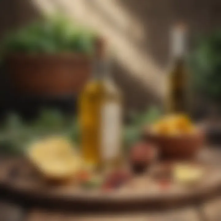 Mediterranean diet ingredients with EVOO as focal point
