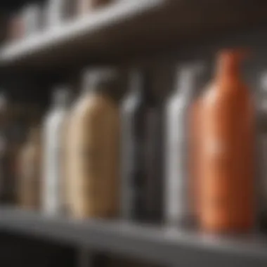 A variety of leave-in conditioners on a shelf