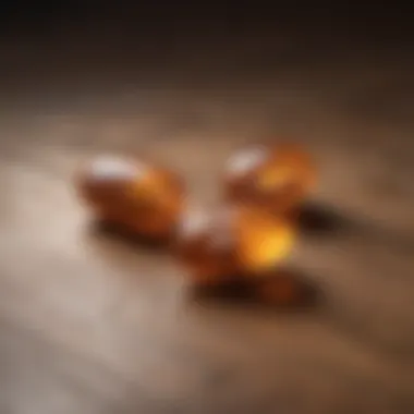 Health supplement capsules on a wooden surface