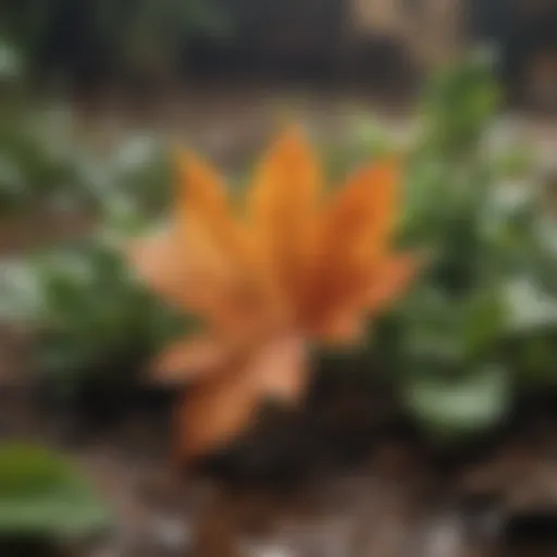 A close-up of wilting plant leaves as a sign of overwatering.