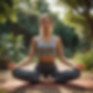 Woman practicing yoga in a peaceful garden setting